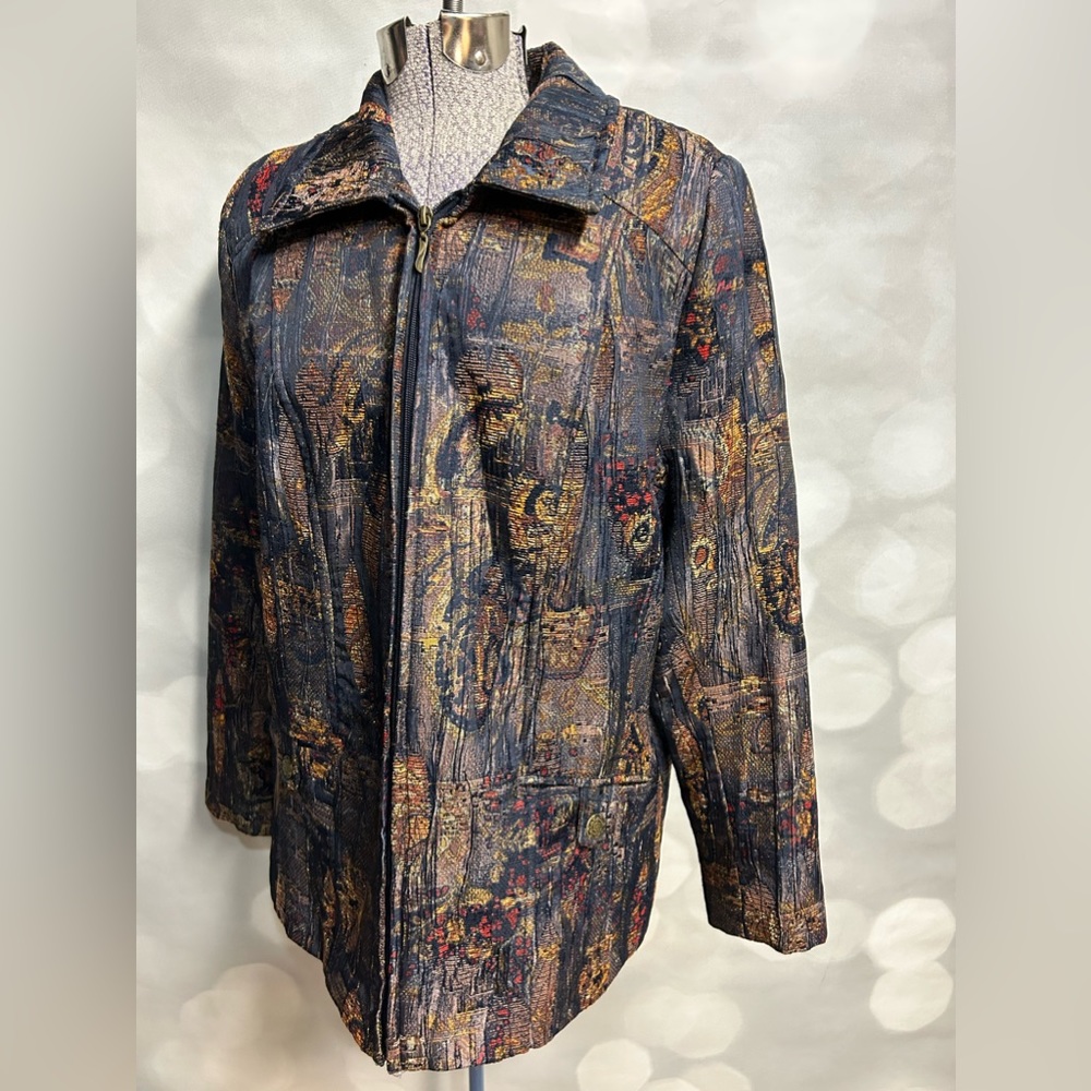 TanJay jacket with multicolor‎ pattern and gold detail